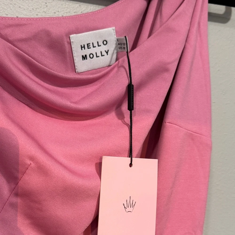 Hello Molly One-Shoulder Dress in Pink - Picture 2 of 4